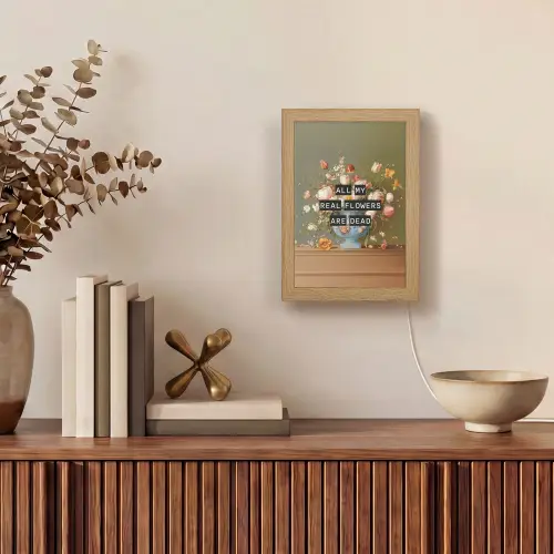 Bloem - Quote - Vintage - Art Light Box met kabel (Tafellamp) klein -sfeer2