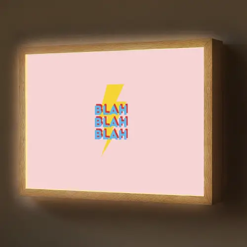 Blah - Bliksem - Roze Light Box met batterij (Wandlamp) middel -z3d_website