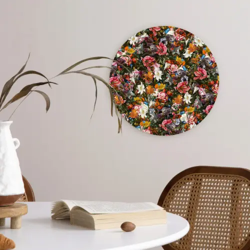 Bloemen - Vlinder - Design - Kunst - Abstract - Schilderij - Oude meesters Wandcirkel kunststof plaat 5mm dik klein -sfeer4