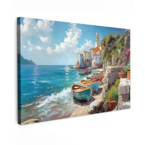 Boten - Rotsen - Zee - Zon canvas 2cm klein -z3d