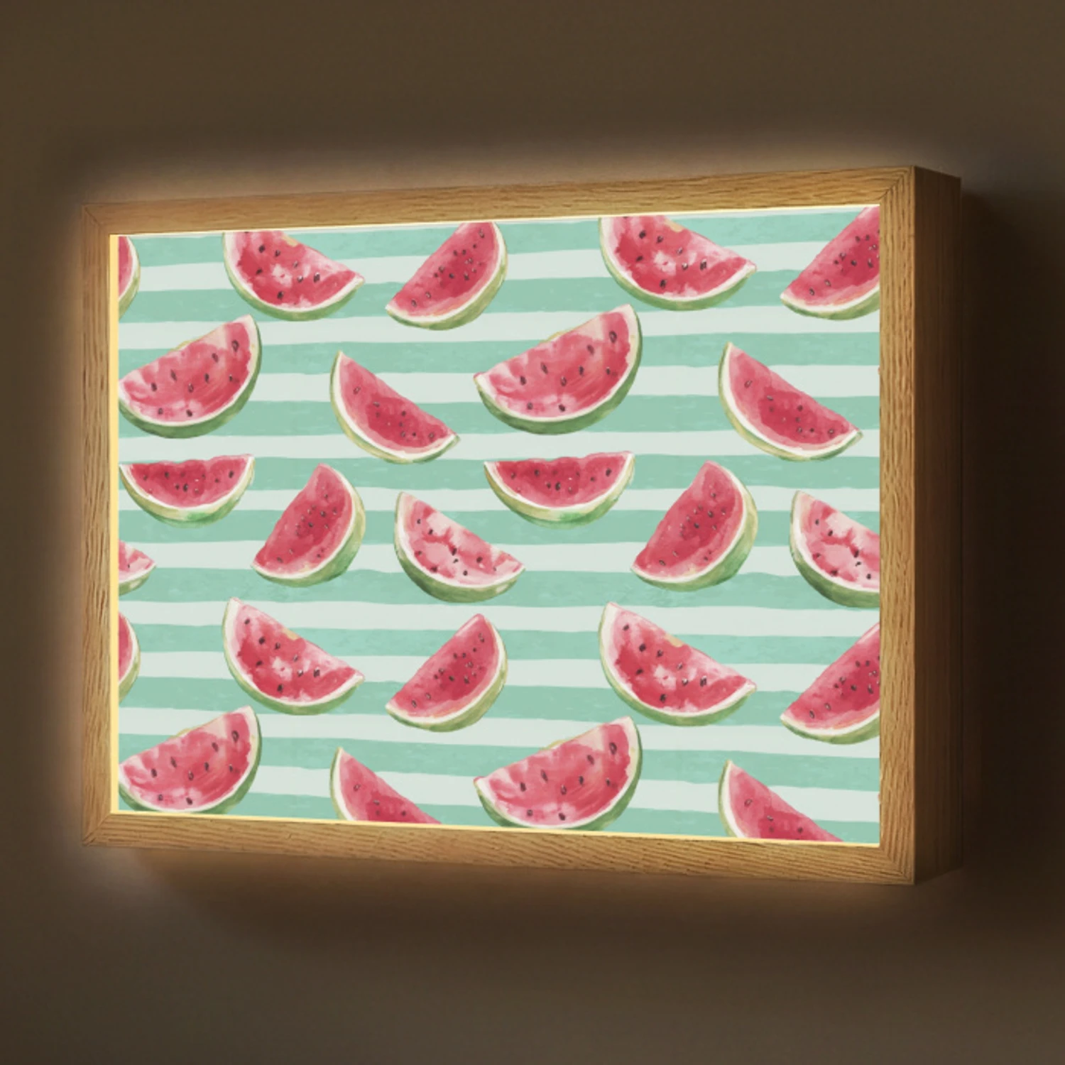 Watermeloen - Strepen - Groen Light Box met batterij (Wandlamp) middel 907 -z3d_website