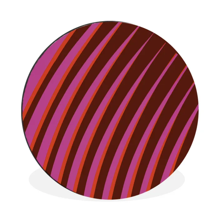 Lijnen - Rood - Beweging Wandcirkel aluminium klein -3d