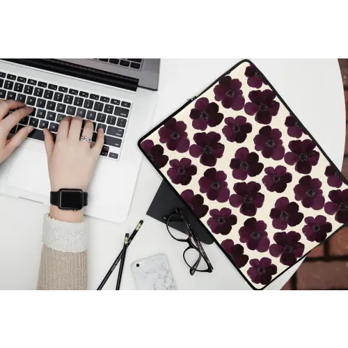 Bloemen - Aquarel - Paars laptophoes neopreen klein 279 -bureau