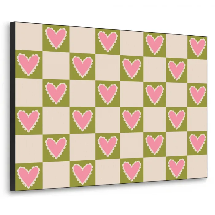 Olijfgroen - Hartjes - Patroon - Retro Textielframe zwart klein 947 -3d