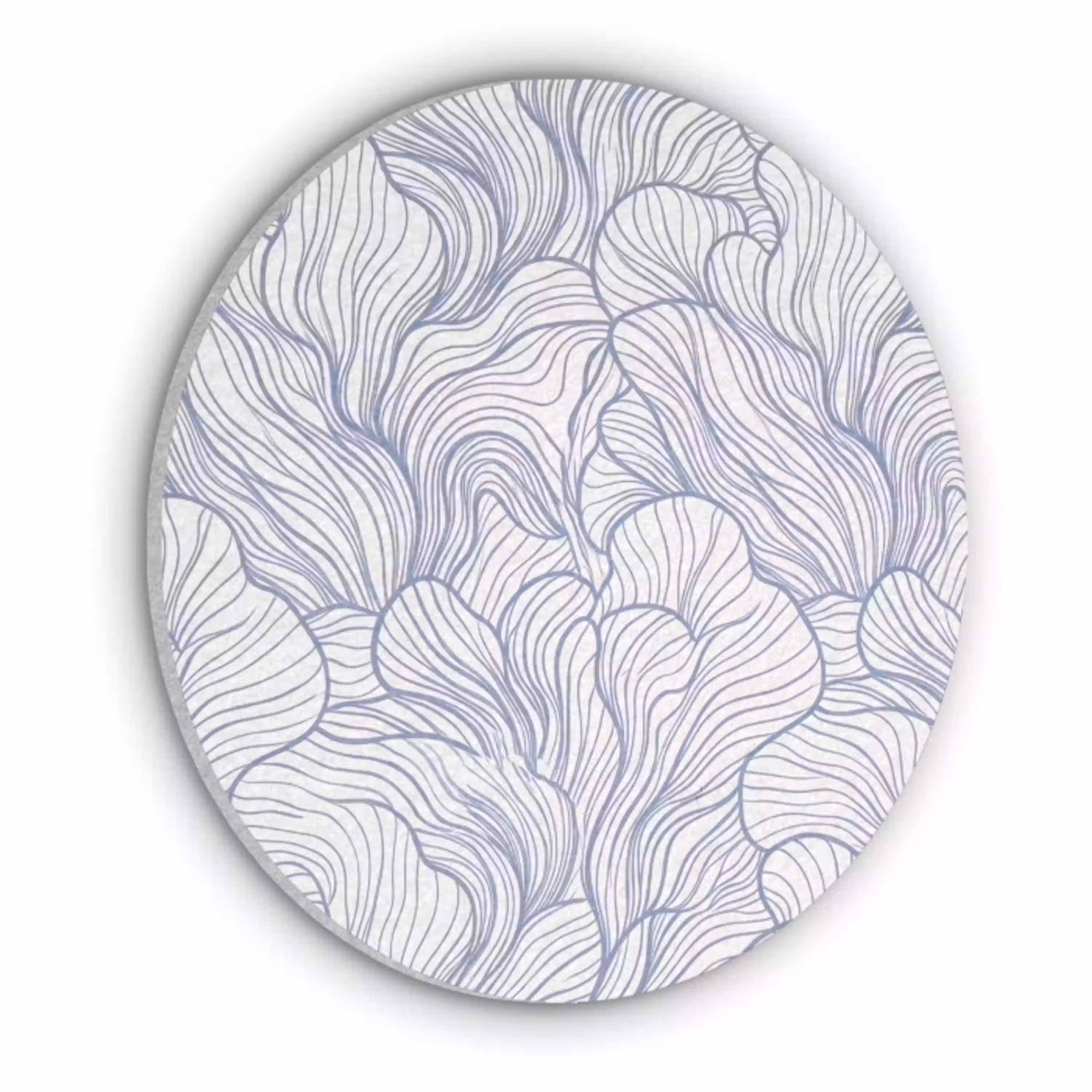 Patroon - Lijnen - Organisch - Abstract - Blauw Akoestische PET Vilt - Rond klein -3d