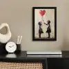 Street art - Banksy - Ballon - Graffiti - Retro fotolijst zwart zonder passe partout klein -sfeer1