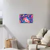 Bloemen - Blauw - Roze Tuinposter op houten frame 2 cm dik klein -sfeer1