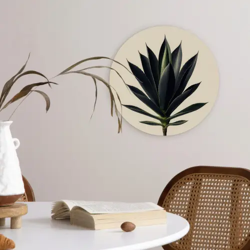 Agaveplant - Symmetrisch - Groen Wandcirkel kunststof plaat 5mm dik klein -sfeer4