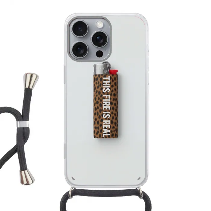 Aansteker - Quote - Panterprint Hoesje iPhone 16 Pro Max met koord klein -3d