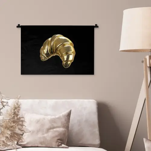 Croissant - Brood - Goud - Zwart Wandkleed katoen klein -sfeer4