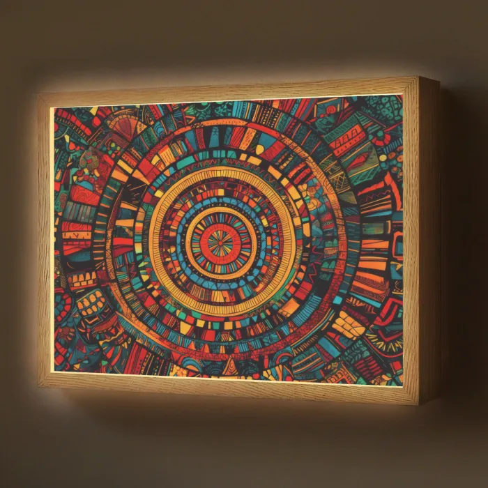 Mandala - Cirkels - Patronen Light Box met batterij (Wandlamp) middel -z3d_website