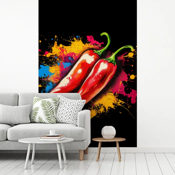Peper - Graffiti - Verf - Abstract - Modern - Kleurrijk fotobehang vinyl groot -woonkamer