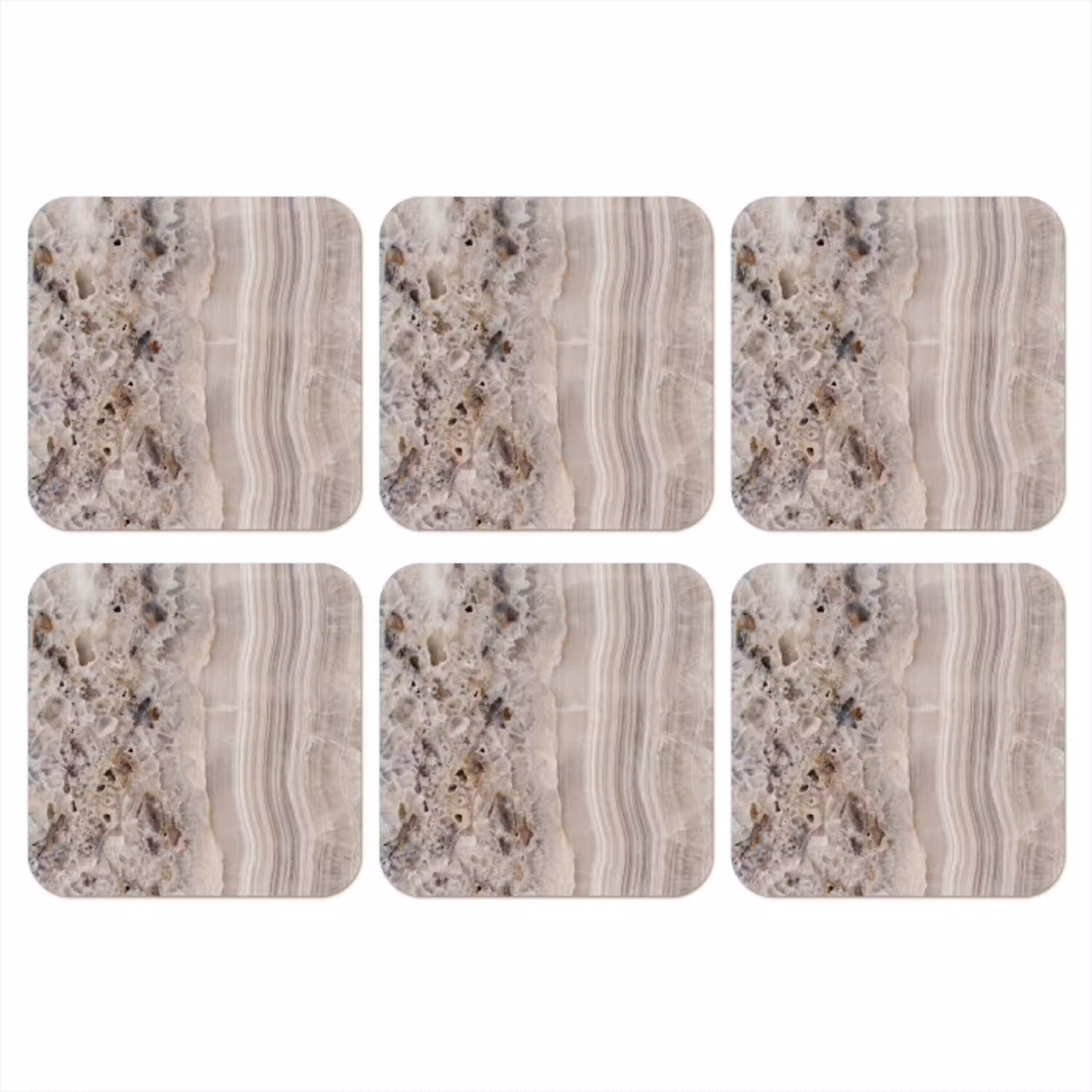 Steen - Textuur - Abstract - Beige - Wit onderzetter kurk middel -3d