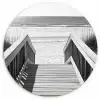 Loopbrug - Hout - Strand - Zee Wandcirkel plexiglas klein -3d