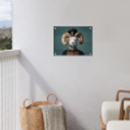 Geit - Hoorns - Kokskleding tuinposter los doek klein -sfeer8