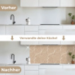 Beige - Marmer - Organisch - Wit keuken achterwand 2 middel 871 -voor-na_DE