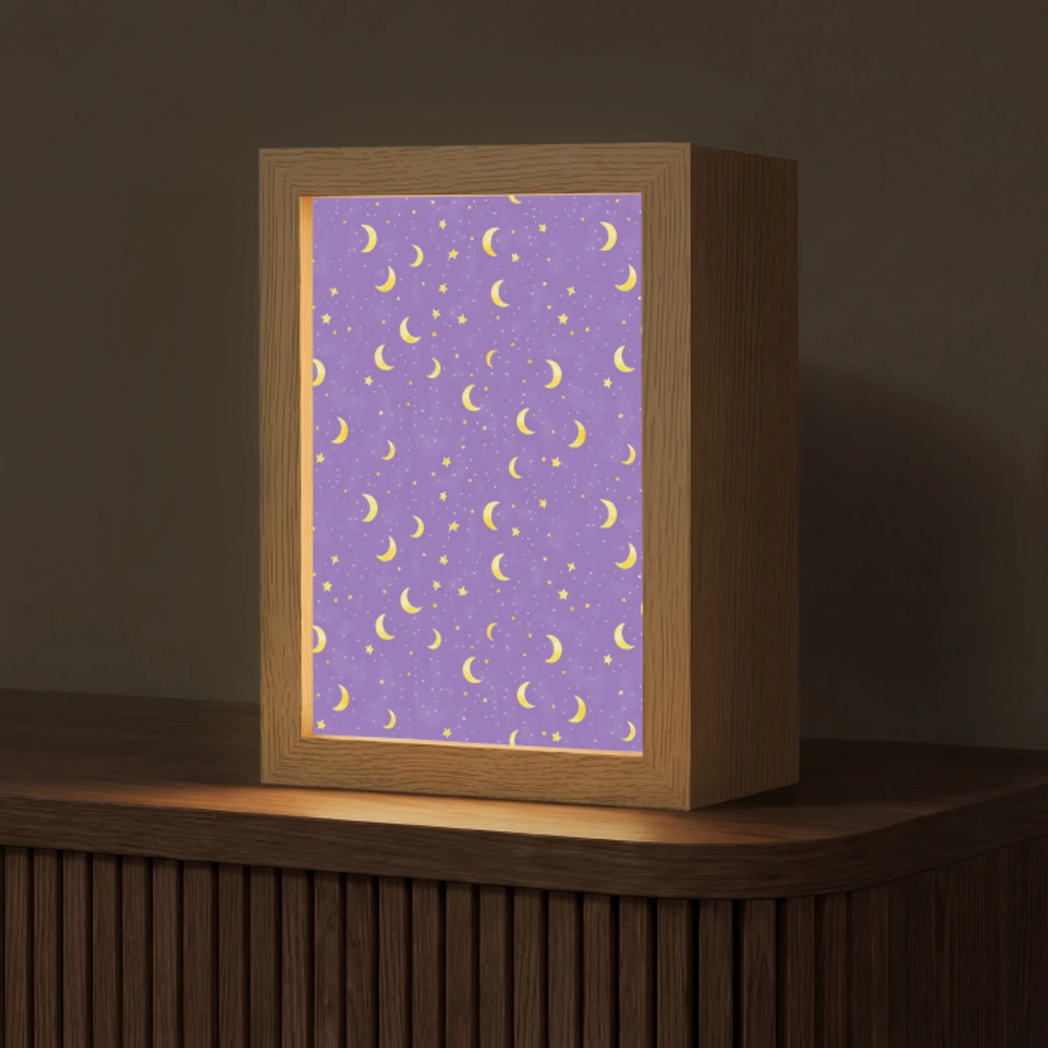 Manen - Sterren - Paars Light Box met kabel (Tafellamp) klein 925 -z3d_website