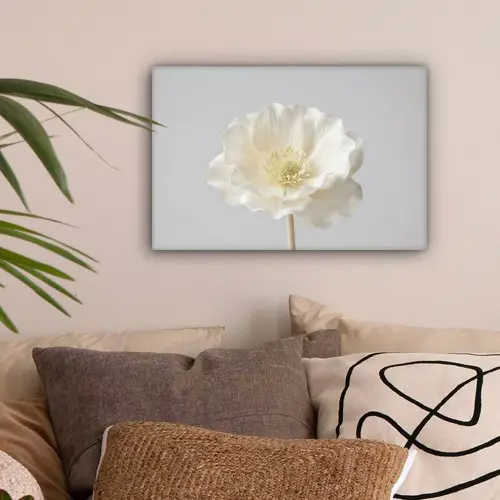 Bloem - Minimalistisch -Wit canvas 2cm klein -sfeer1