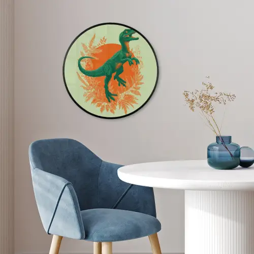 Dinosaurus - Groen - Planten - Cirkel Fotolijst rond zonder passe partout klein -sfeer2