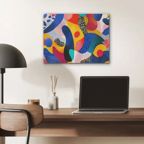 Vormen - Abstract - Stippels - Blauw PET vilt klein -sfeer5
