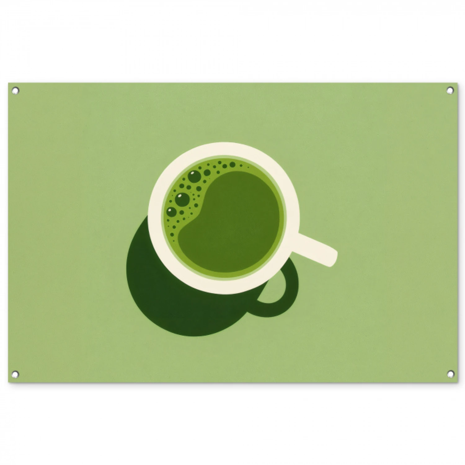 Minimalistisch - Kopjes - Matcha -Groen tuinposter los doek groot -3d