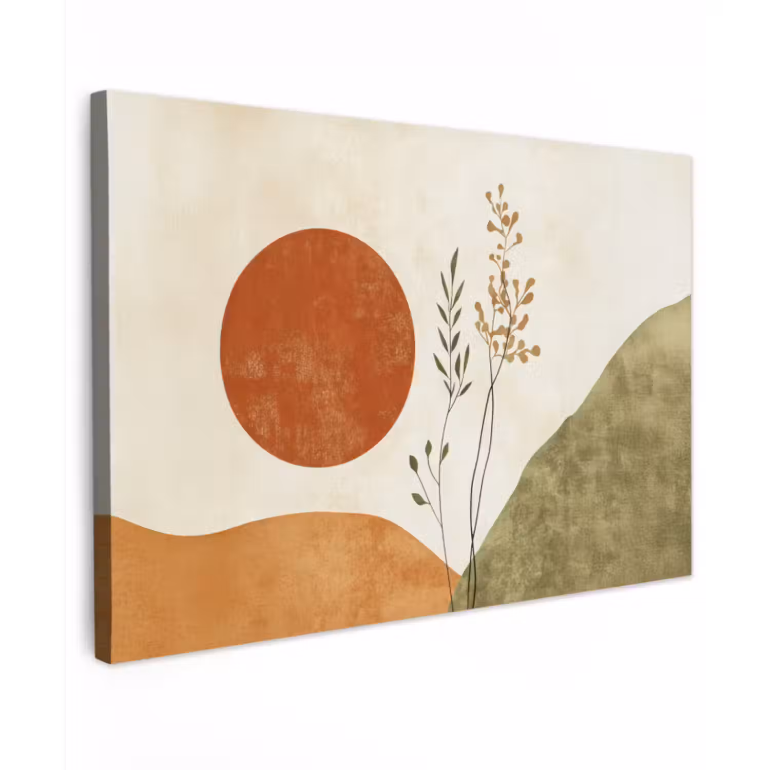 Canvas schilderij - Zon - Abstract - Takken - Oranje