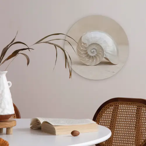 Schelp - Spiraal - Beige Akoestische PET Vilt - Rond klein -sfeer3