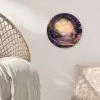Poort - Paars - Bloemen Wandcirkel kunststof plaat 5mm dik klein -sfeer5