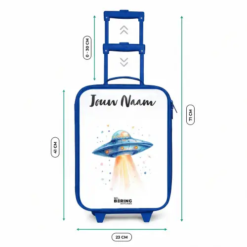 Blauw ruimteschip met lichtstraal Kinderkoffer - Blauw klein -productfoto_formaten