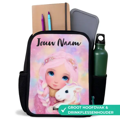 Meisje - Eenhoorn - Roze Rugzak - Zwart middel -inhoud_NL