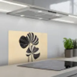 Zwart - Bladeren - Strepen - Minimalistisch keuken achterwand spatscherm klein -3d_schuin