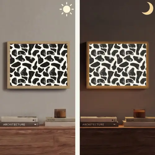 Dierenpatroon - Vlekken - Zwart - Wit Light Box met batterij (Wandlamp) middel 907 -sfeer3