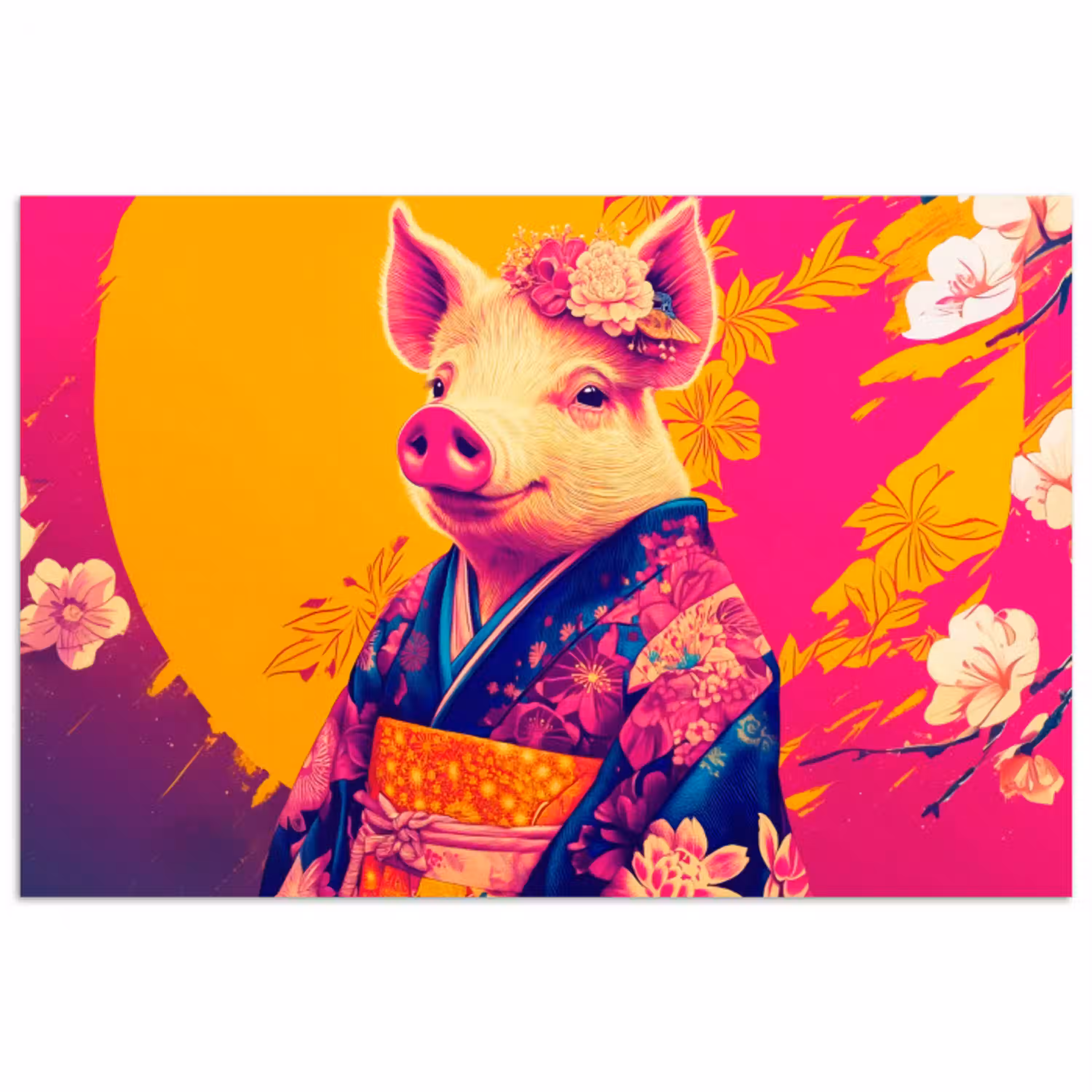 Varken - Bloemkroon - Kimono - Abstract poster papier klein -3d