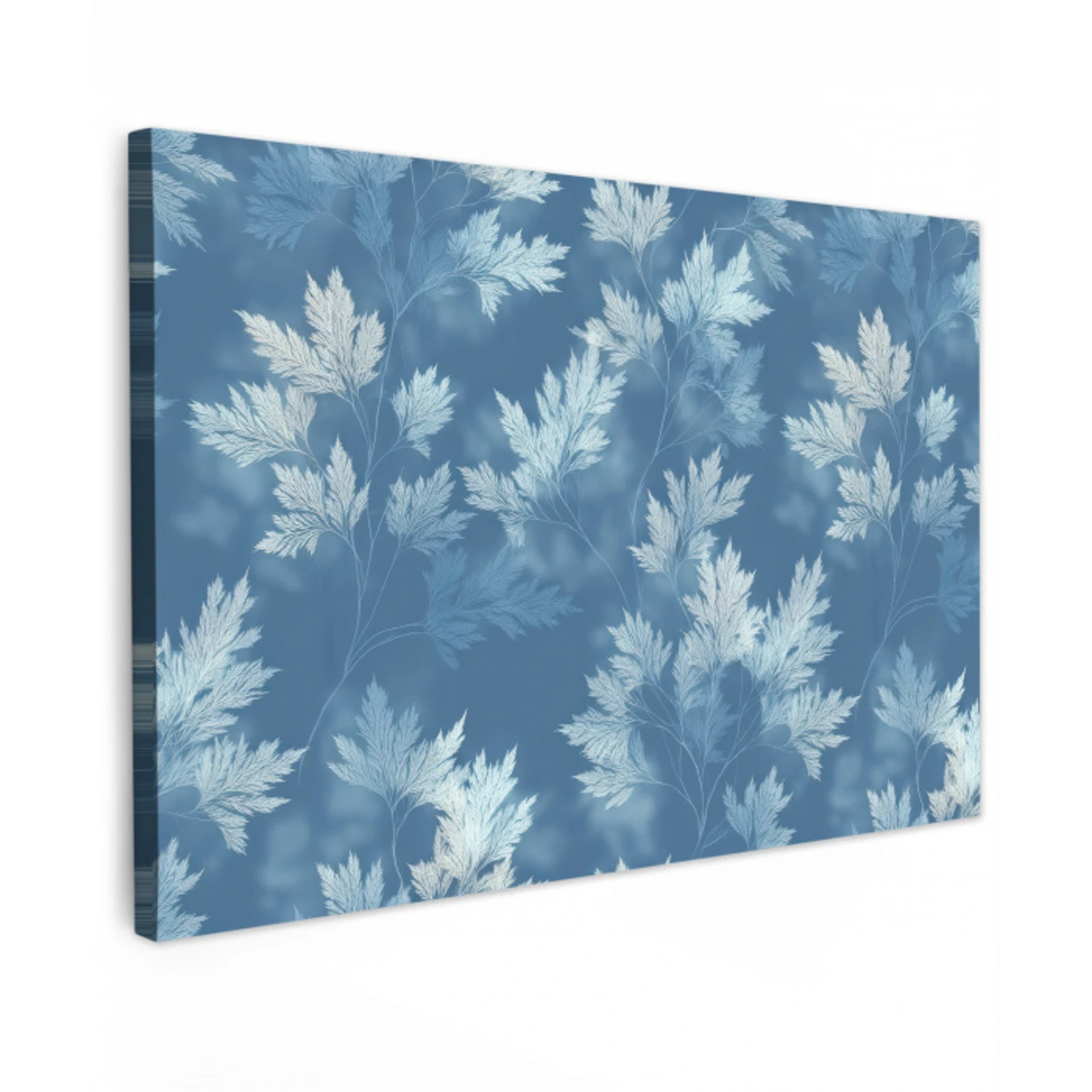 Varen - Botanisch - Patroon - Grijsblauw Tuinposter op houten frame 2 cm dik klein 845 -3d