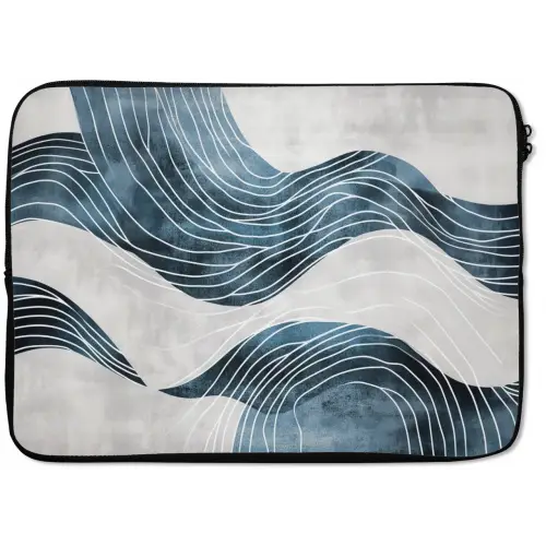 Lijnen - Golven - Abstract - Blauw laptophoes neopreen klein -zkaufland3dotto