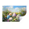 Grasveld - Eieren - Bloemen Muursticker klein -3d