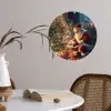 Kerstman - Haard - Donker Wandcirkel behangsticker klein -sfeer3