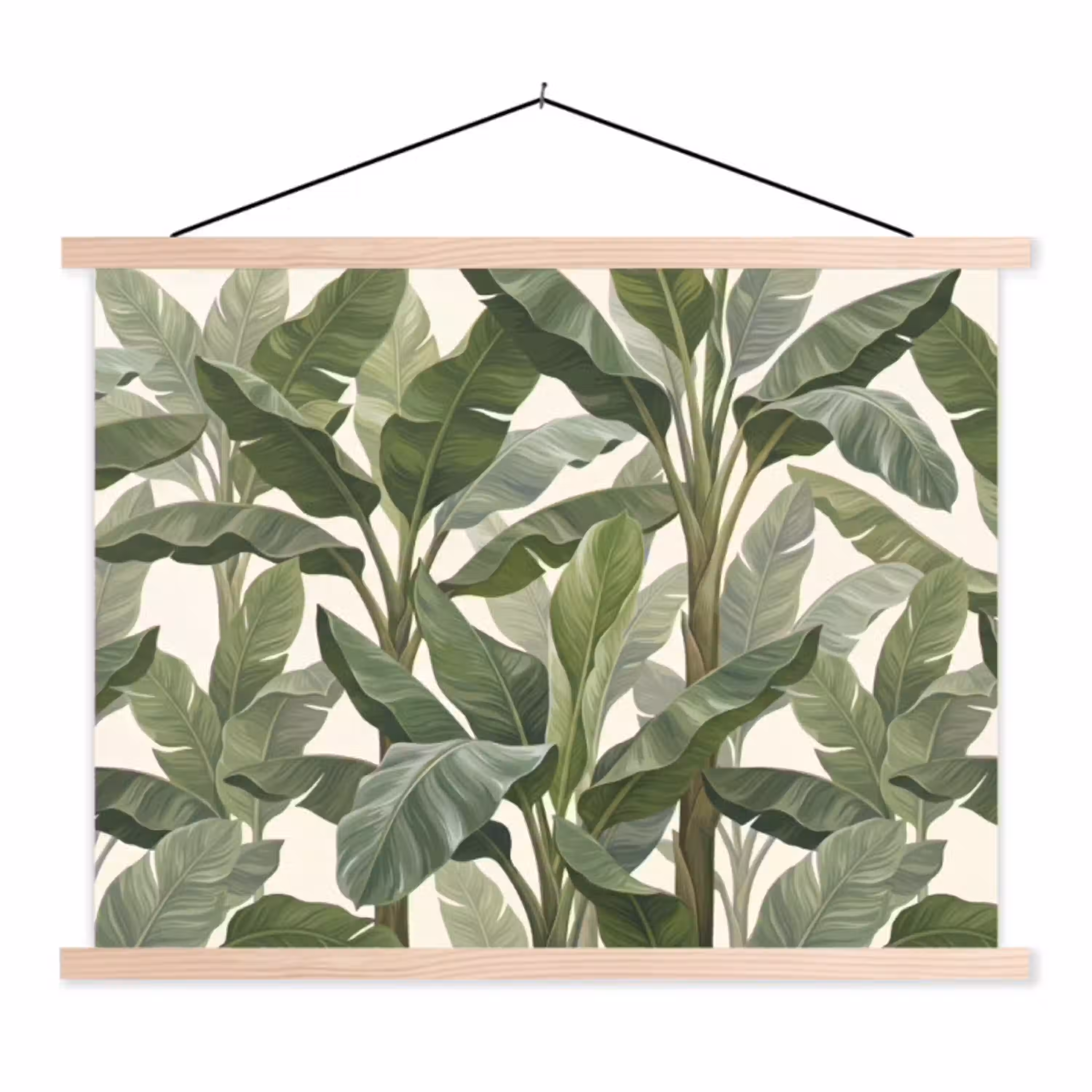 Planten - Bladeren - Tropisch - Groen textielposter latten blank klein -3d