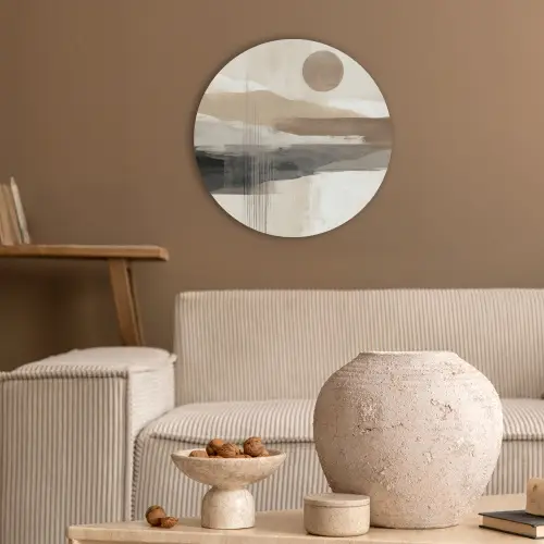 Minimalistisch - Landschap - Dimensie Akoestische PET Vilt - Rond klein -sfeer1