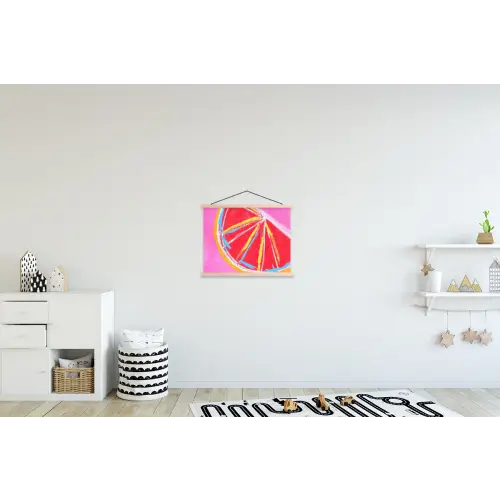 Grapefruit - Geschilderd - Roze - Strepen textielposter latten blank klein -kinderkamer