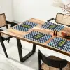 Patroon - Geblok - Blauw - Slow down you're doing fine Placemat vinyl groot -zzsfeer4_Kitchenyeah-website