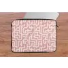 Doolhofpatroon - Roze - Wit - Abstract laptophoes neopreen klein 279 -tafel