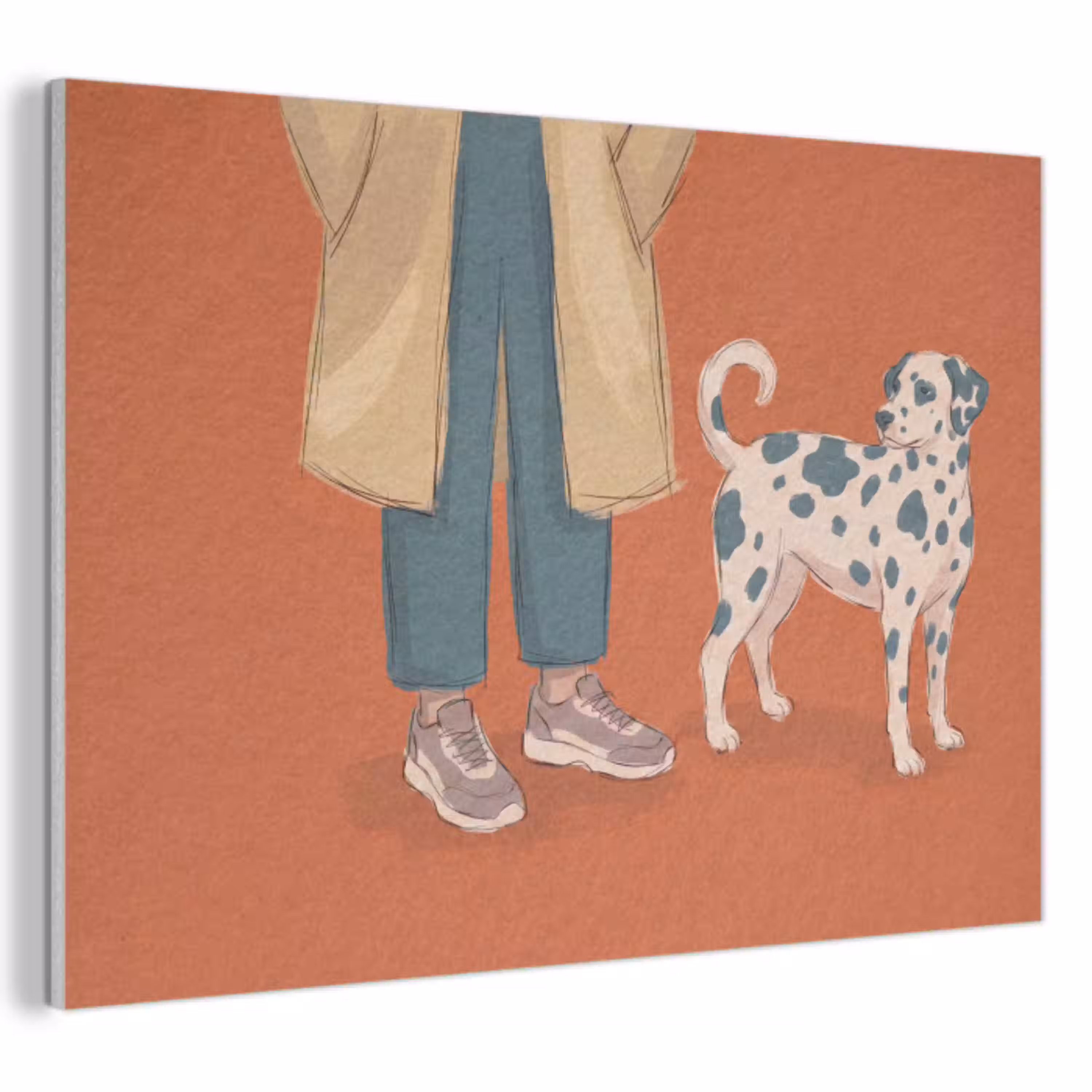 Persoon - Hond - Dieren - Illustratie - Modern PET vilt klein -3d