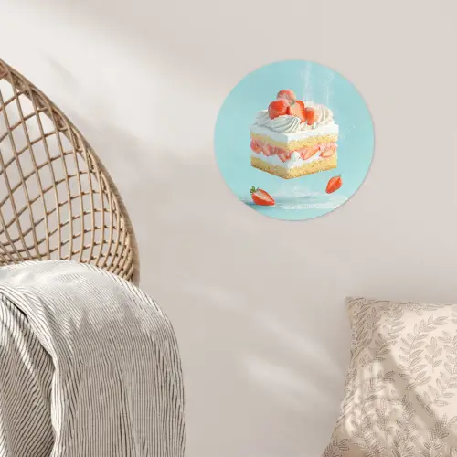 Slagroom - Taart - Blauw - Eten Wandcirkel behangsticker klein -sfeer4