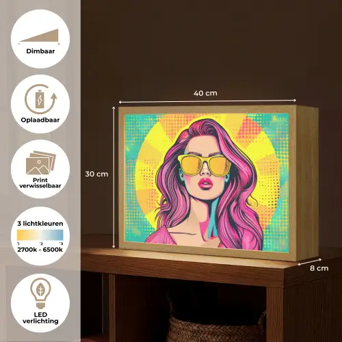 Zonnebril - Vrouw - Zonnig - Geel Light Box met batterij (Wandlamp) middel -USP_websiteoverzichtNL