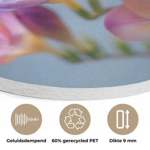 Bloemen - Paars - Overloop - Meeldraden Akoestische PET Vilt - Rond klein -closeup_NL