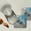 Zeesterren - Zand - Zee - Blauw onderzetter kurk middel -sfeer4