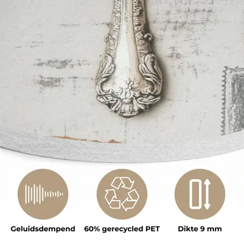 Zilver - Bestek - Hout Akoestische PET Vilt - Rond klein -closeup_NL