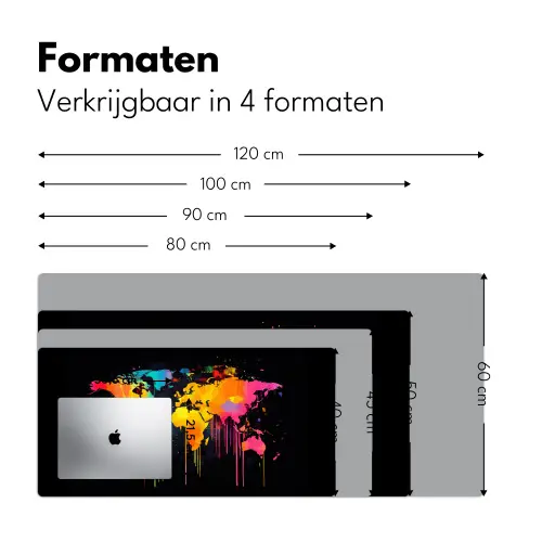 Wereldkaart - Verf - Kleurrijk - Graffiti - Wereld Muismat XXL klein -sfeer5