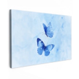 Vlinders - Sierlijk - Blauw Tuinposter op houten frame 2 cm dik klein -3d